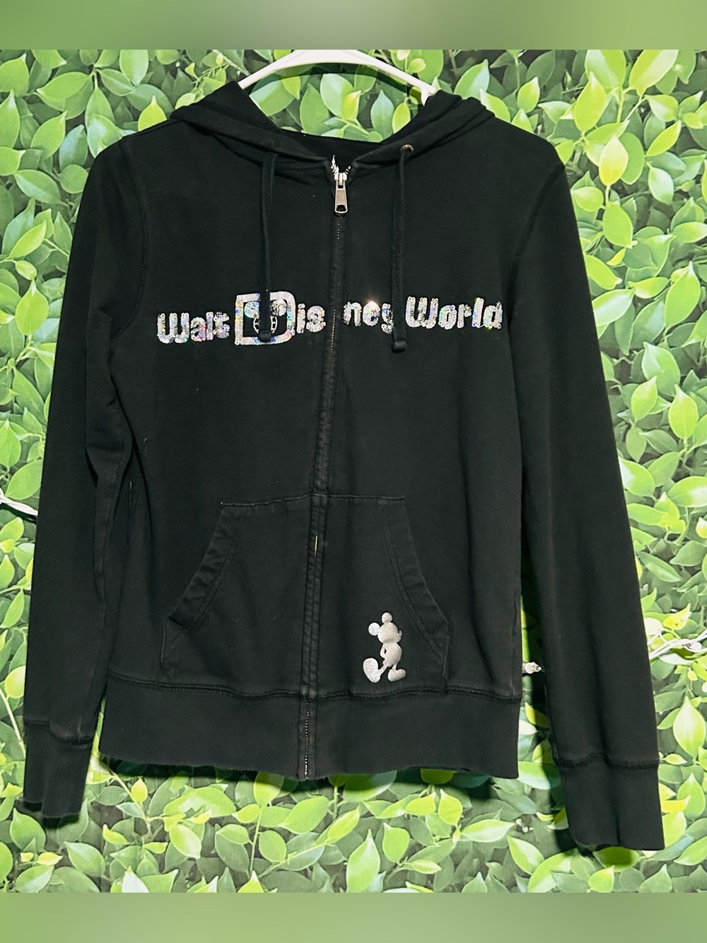 Disney Parks Black Sequin Walt Disney World Zip-Up Hoodie